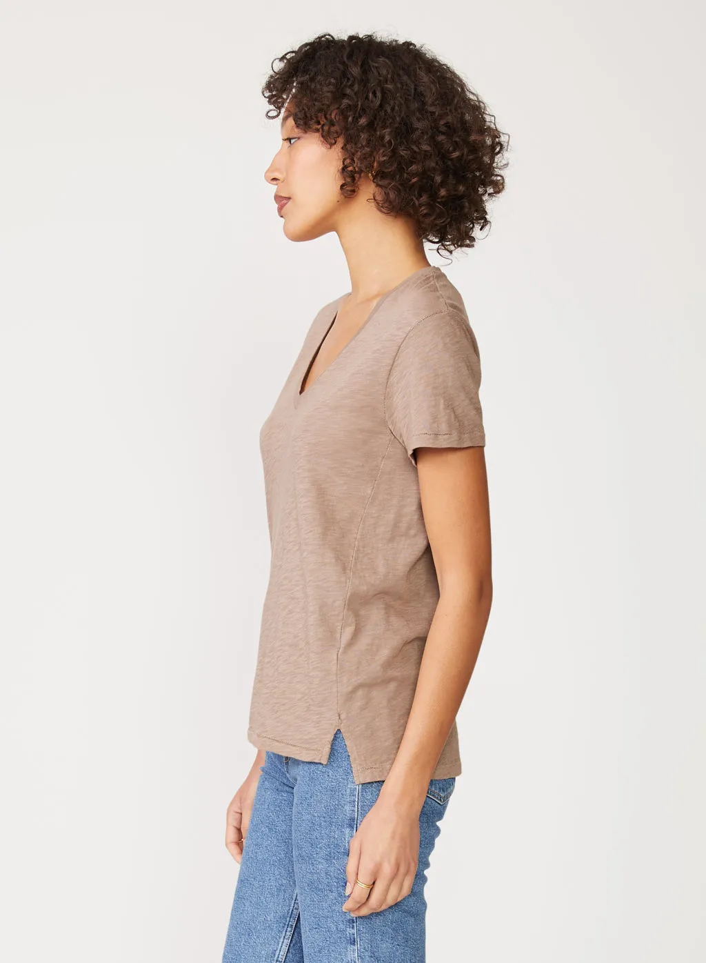 Supima Slub Jersey V-Neck in Mocha sold by Stateside product image thumbnail 2