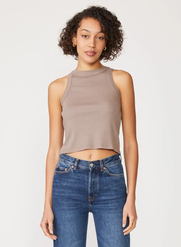 Stateside 2x1 Rib 90's Tank in Mocha sold by Stateside