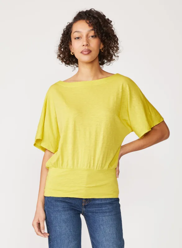Supima Slub Drape Top in Dijon sold by Stateside