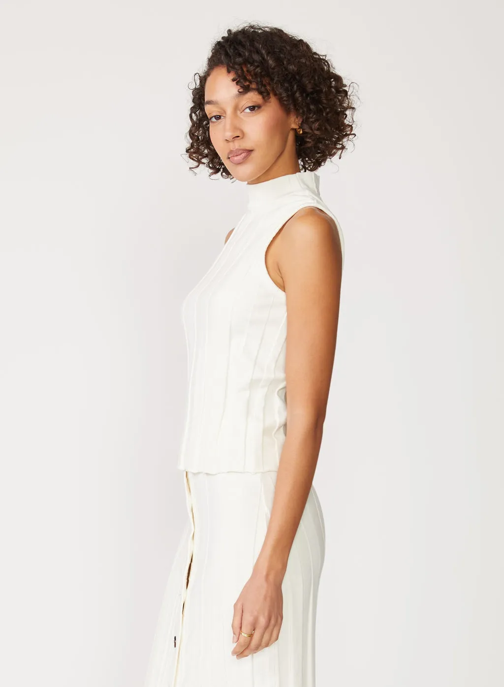 Box Pleat Mock Neck Top in Cream sold by Stateside product image thumbnail 2