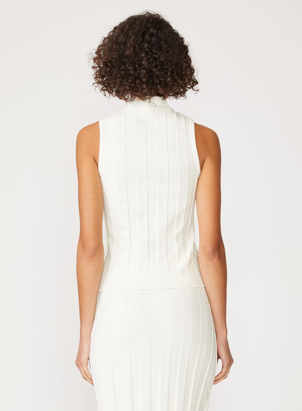 Box Pleat Mock Neck Top in Cream sold by Stateside product image thumbnail 3