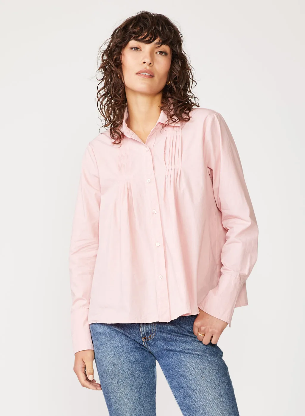 Structured Poplin Pintuck Shirt in Chalk Pink sold by Stateside product image thumbnail 2