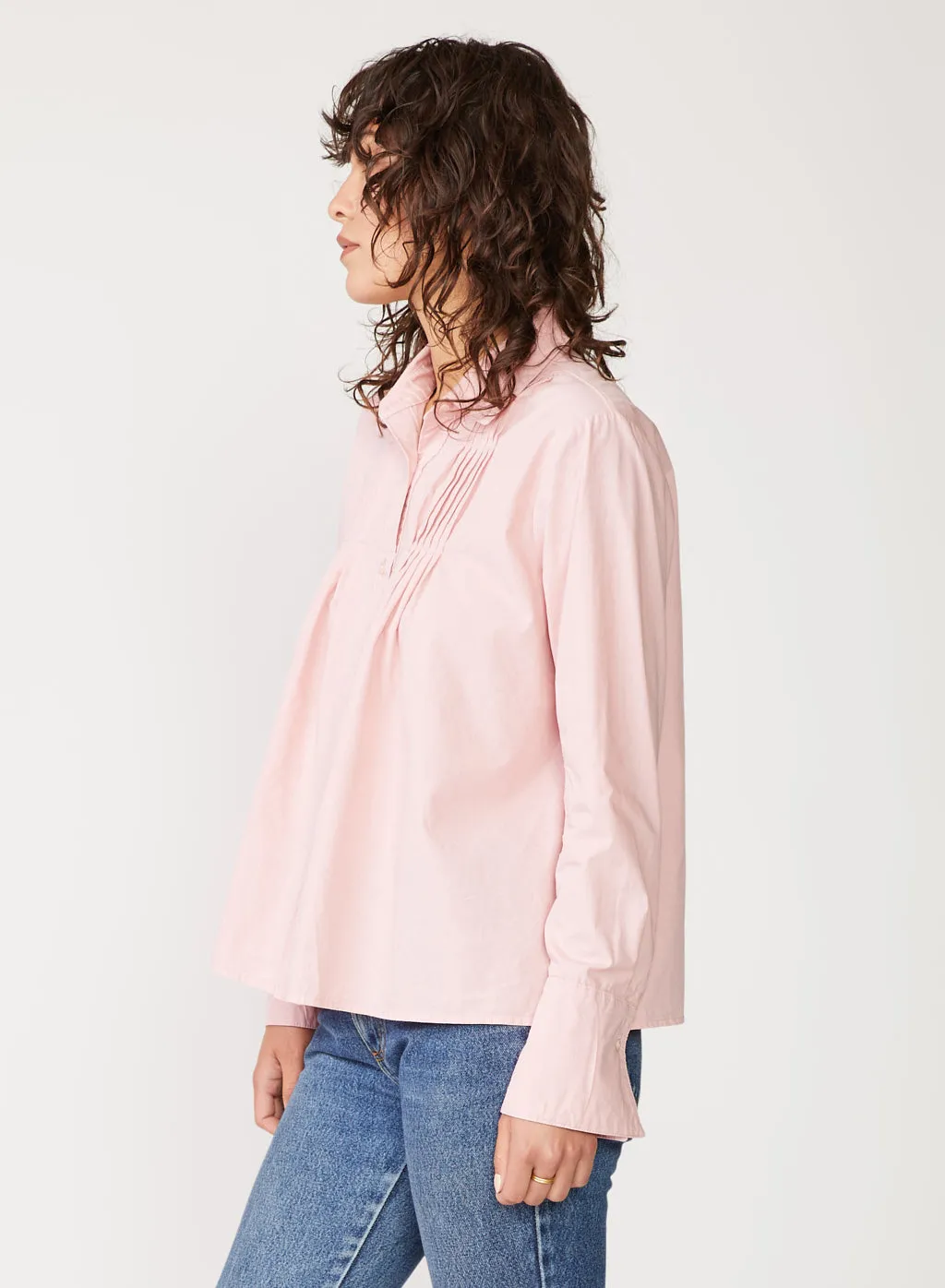 Structured Poplin Pintuck Shirt in Chalk Pink sold by Stateside product image thumbnail 3
