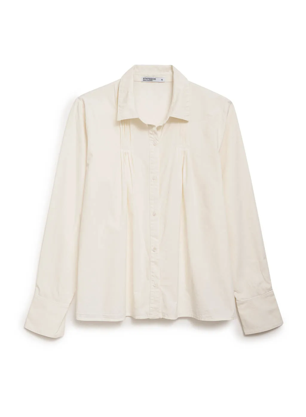 Structured Poplin Pintuck Shirt in Cream sold by Stateside