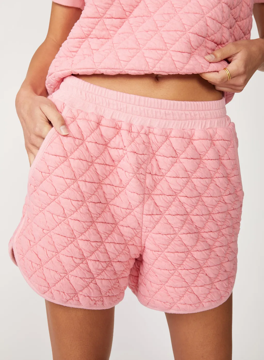 Quilted Knit Track Short in Chalk Pink sold by Stateside product image thumbnail 2