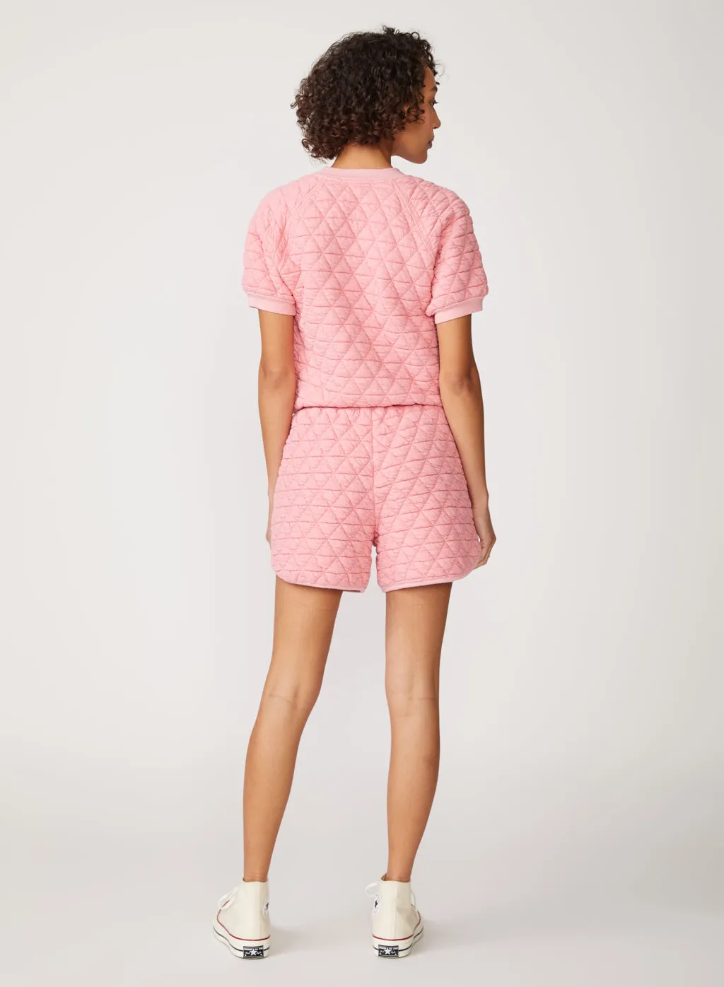 Quilted Knit Track Short in Chalk Pink sold by Stateside product image thumbnail 5