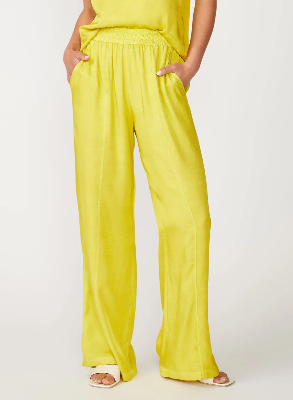 Viscose Satin Pull-On Trouser in Dijon sold by Stateside product image thumbnail 4