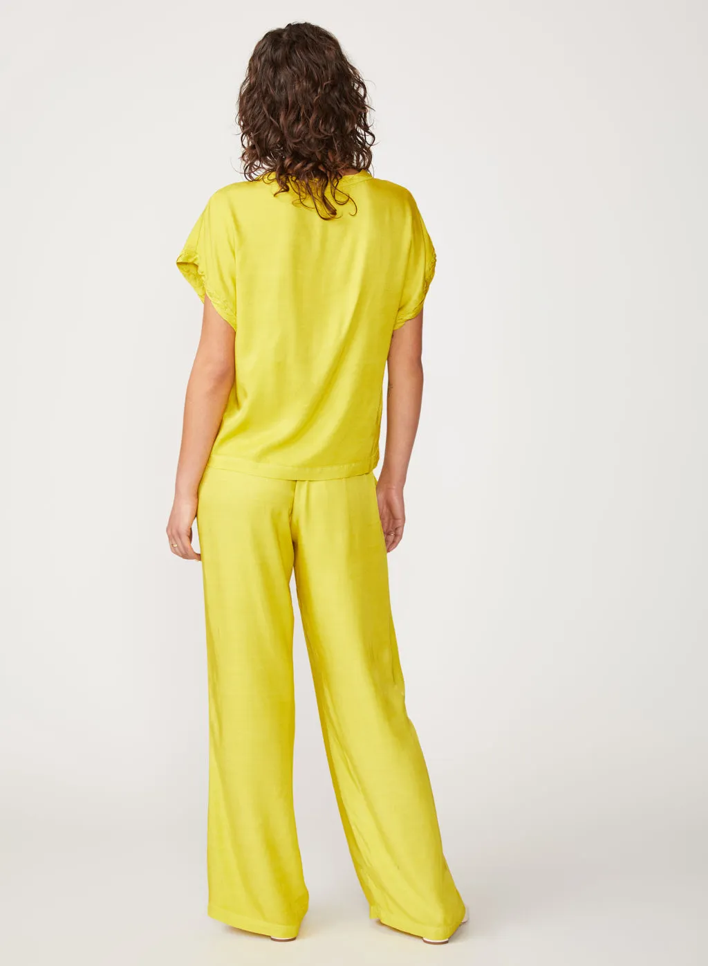 Viscose Satin Pull-On Trouser in Dijon sold by Stateside product image thumbnail 3