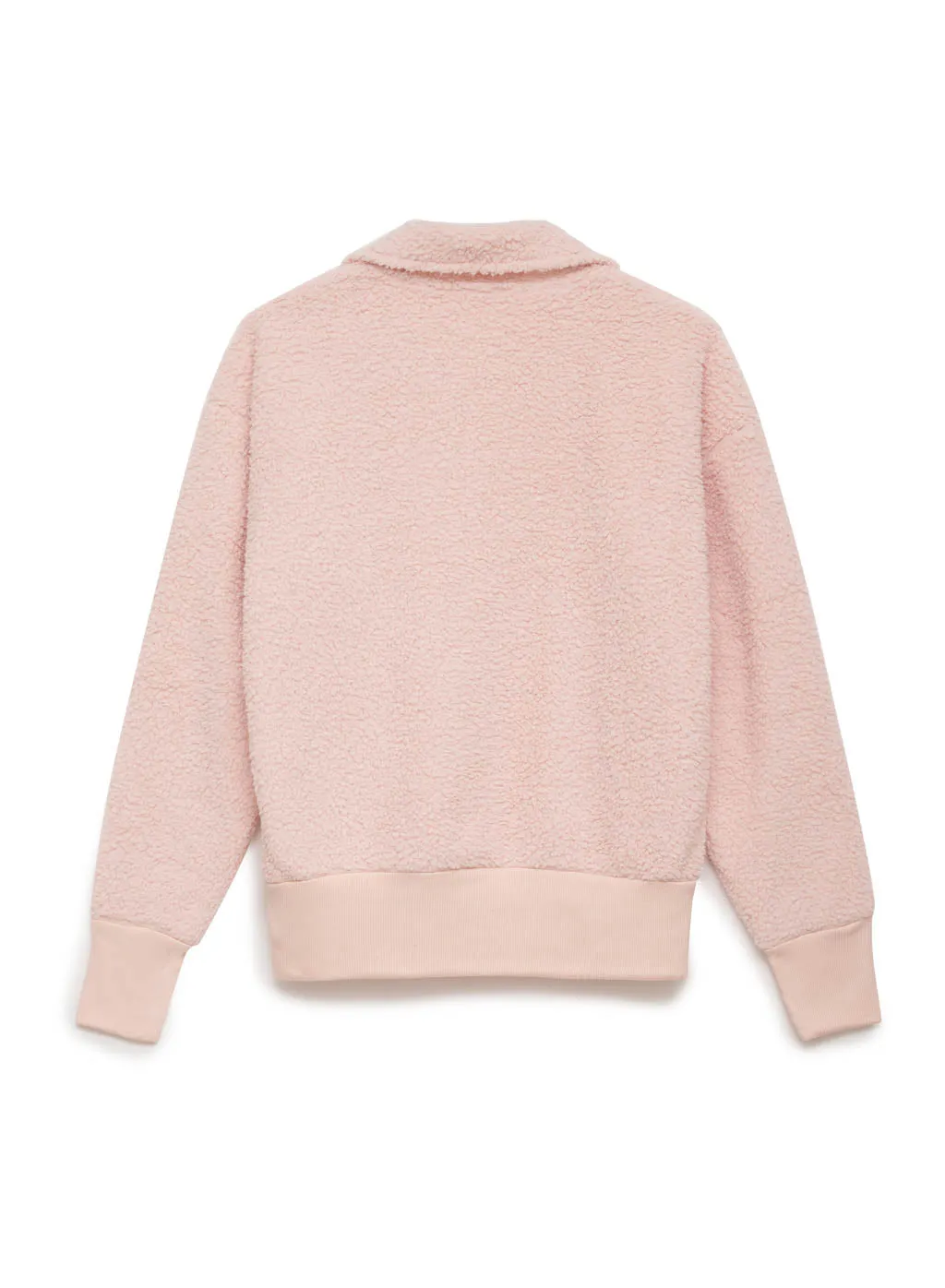 Double Faced Sherpa Long Sleeve Johnny Collar Top in Chalk Pink sold by Stateside product image thumbnail 5