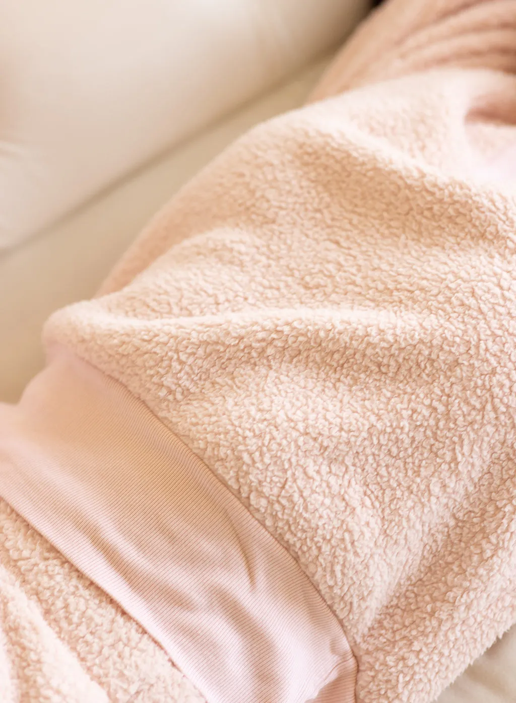 Double Faced Sherpa Long Sleeve Johnny Collar Top in Chalk Pink sold by Stateside product image thumbnail 3