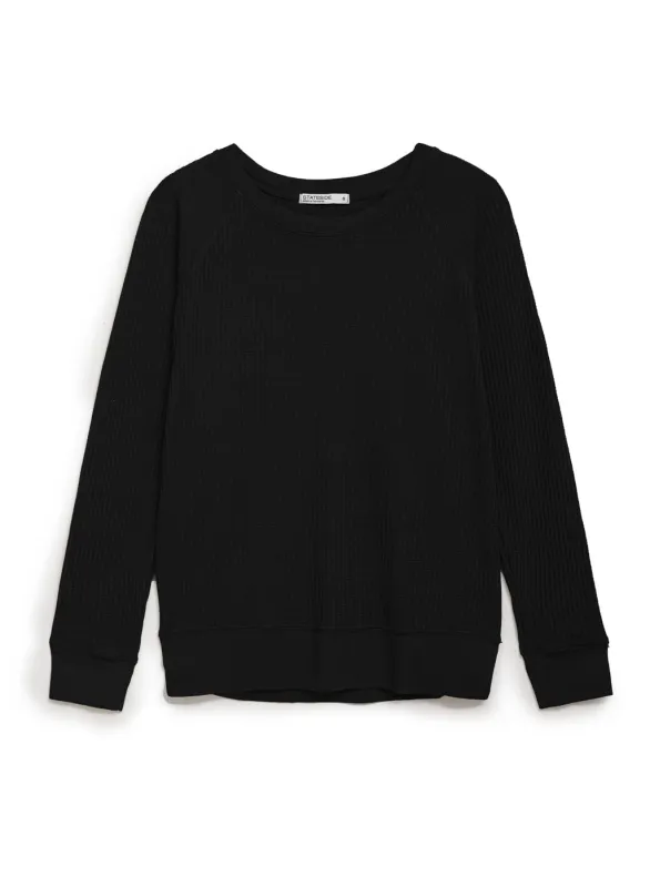 Luxe Thermal Raglan Slit Sweatshirt in Black made by Stateside