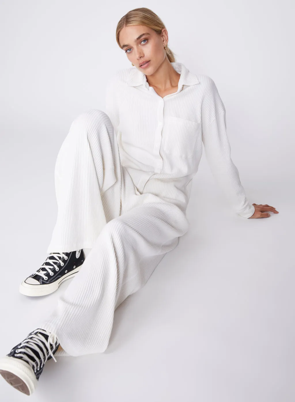 Luxe Thermal Drawstring Pant in Cream sold by Stateside product image thumbnail 2