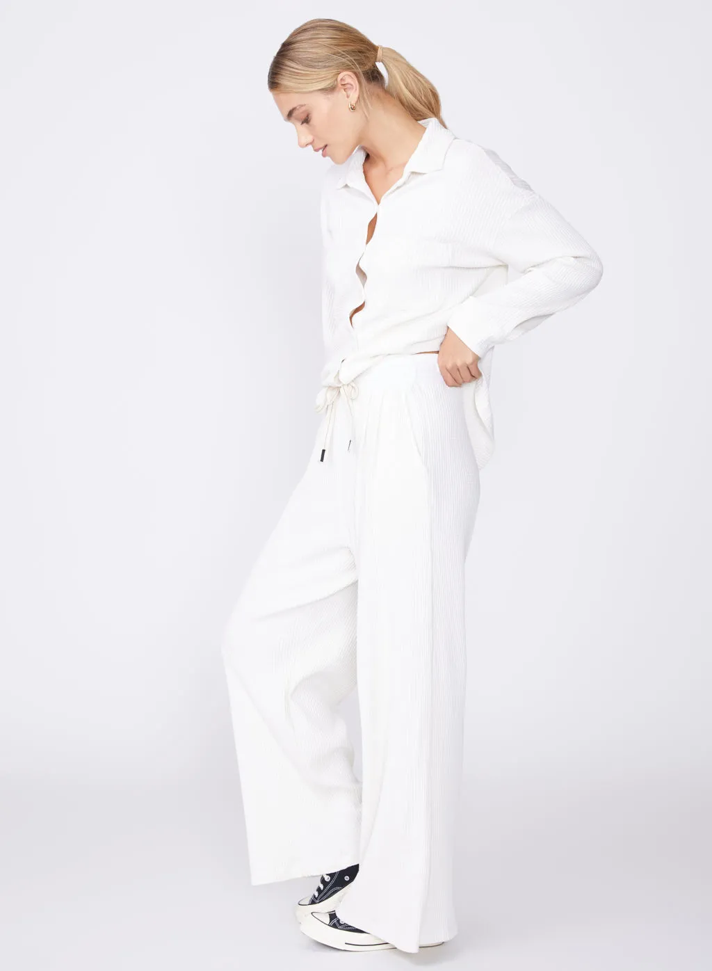 Luxe Thermal Drawstring Pant in Cream sold by Stateside product image thumbnail 4