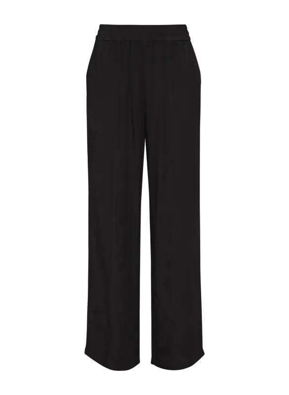 Viscose Satin Pull-On Trouser in Black sold by Stateside
