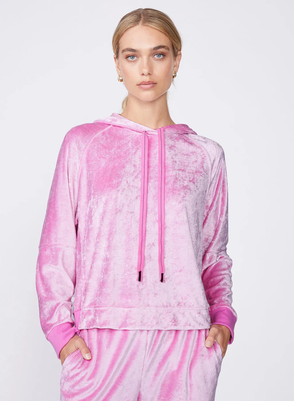 Stateside Bamboo Velour Hoodie in Tulip sold by Stateside