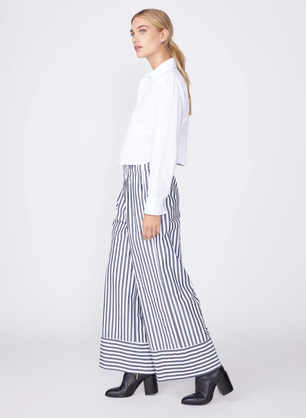 Mod Stripe Wide Leg Pant in Black / White Stripe sold by Stateside product image thumbnail 4