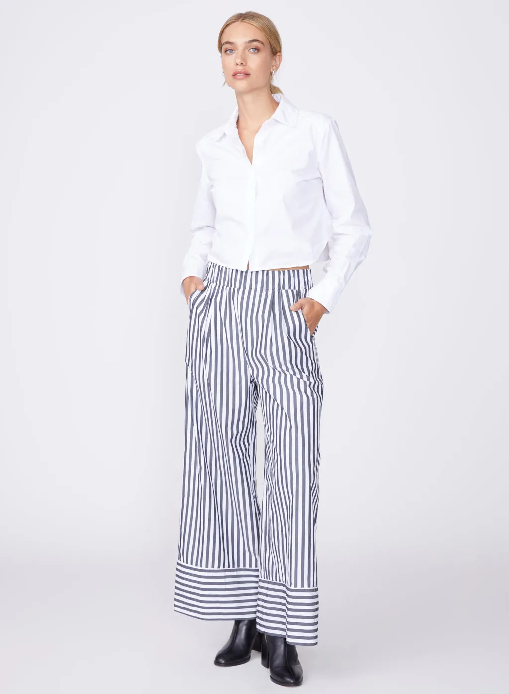 Mod Stripe Wide Leg Pant in Black / White Stripe sold by Stateside product image thumbnail 2