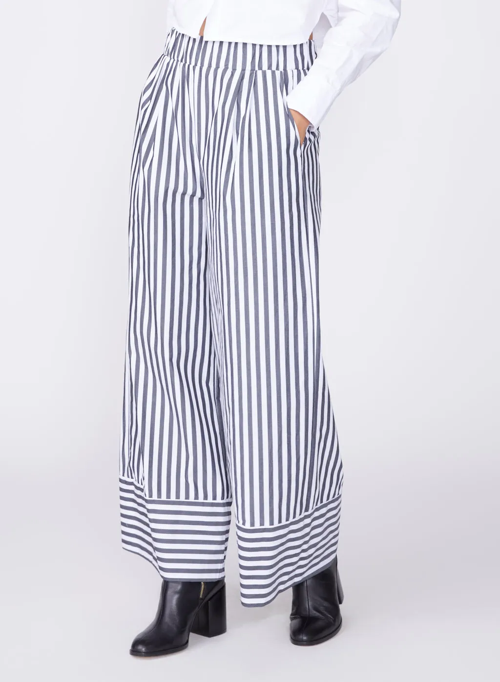 Mod Stripe Wide Leg Pant in Black / White Stripe sold by Stateside product image thumbnail 3