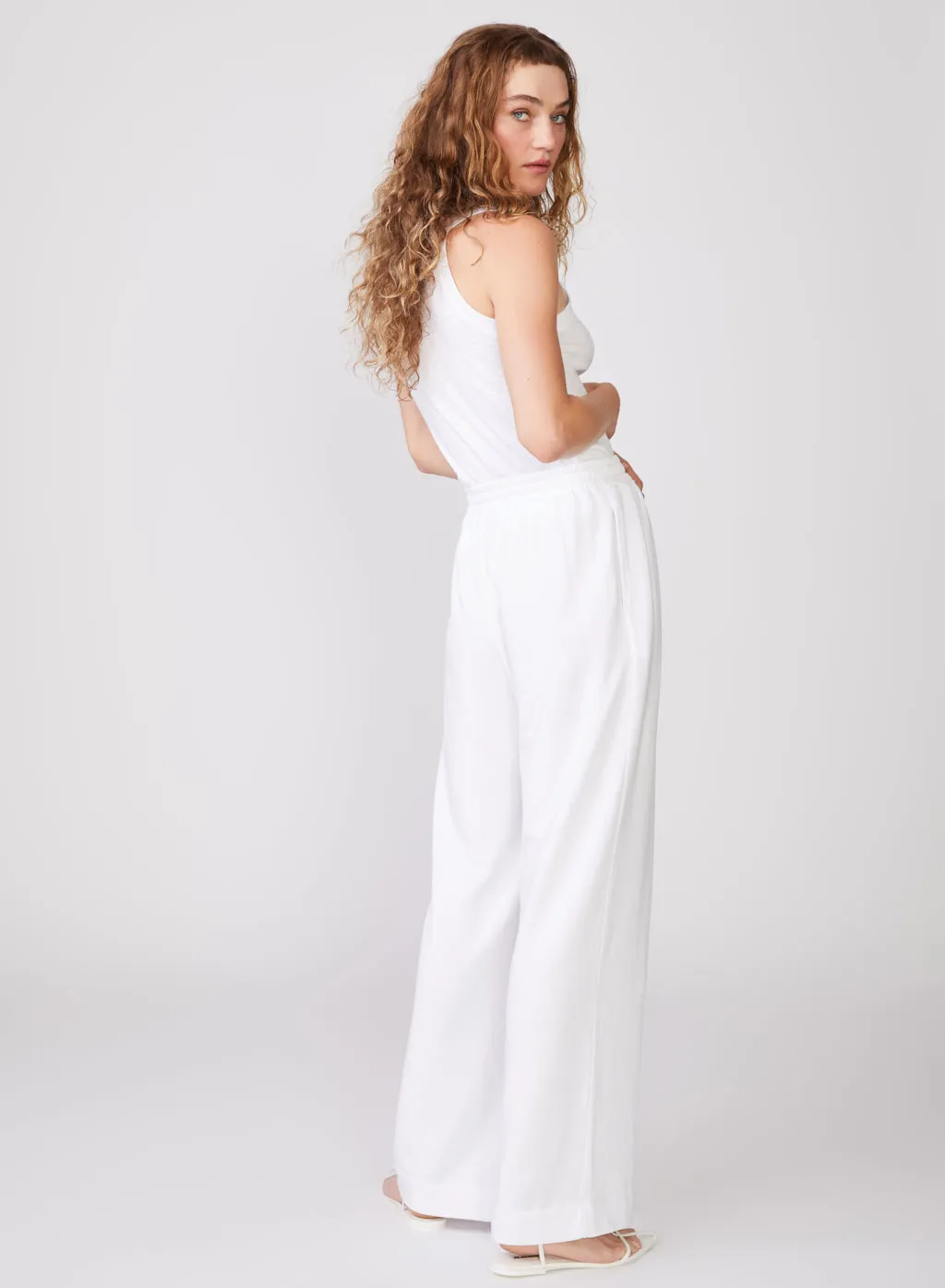Softest Fleece Snap Wide Leg Pant in White sold by Stateside product image thumbnail 5