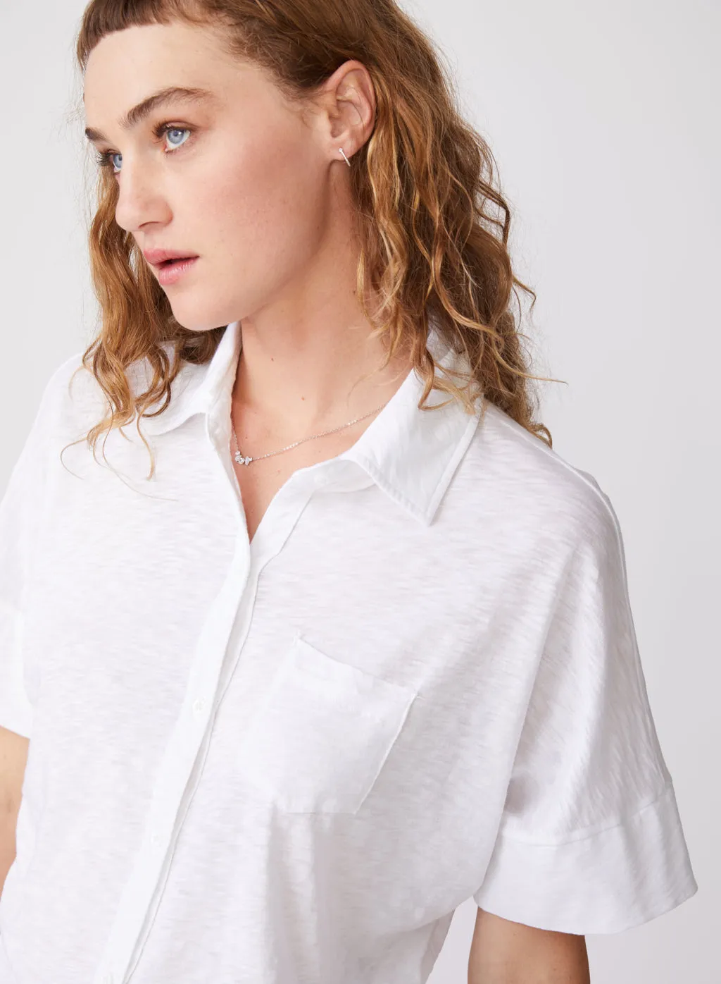 Supima Slub Short Sleeve Pocket Shirt in White sold by Stateside product image thumbnail 2