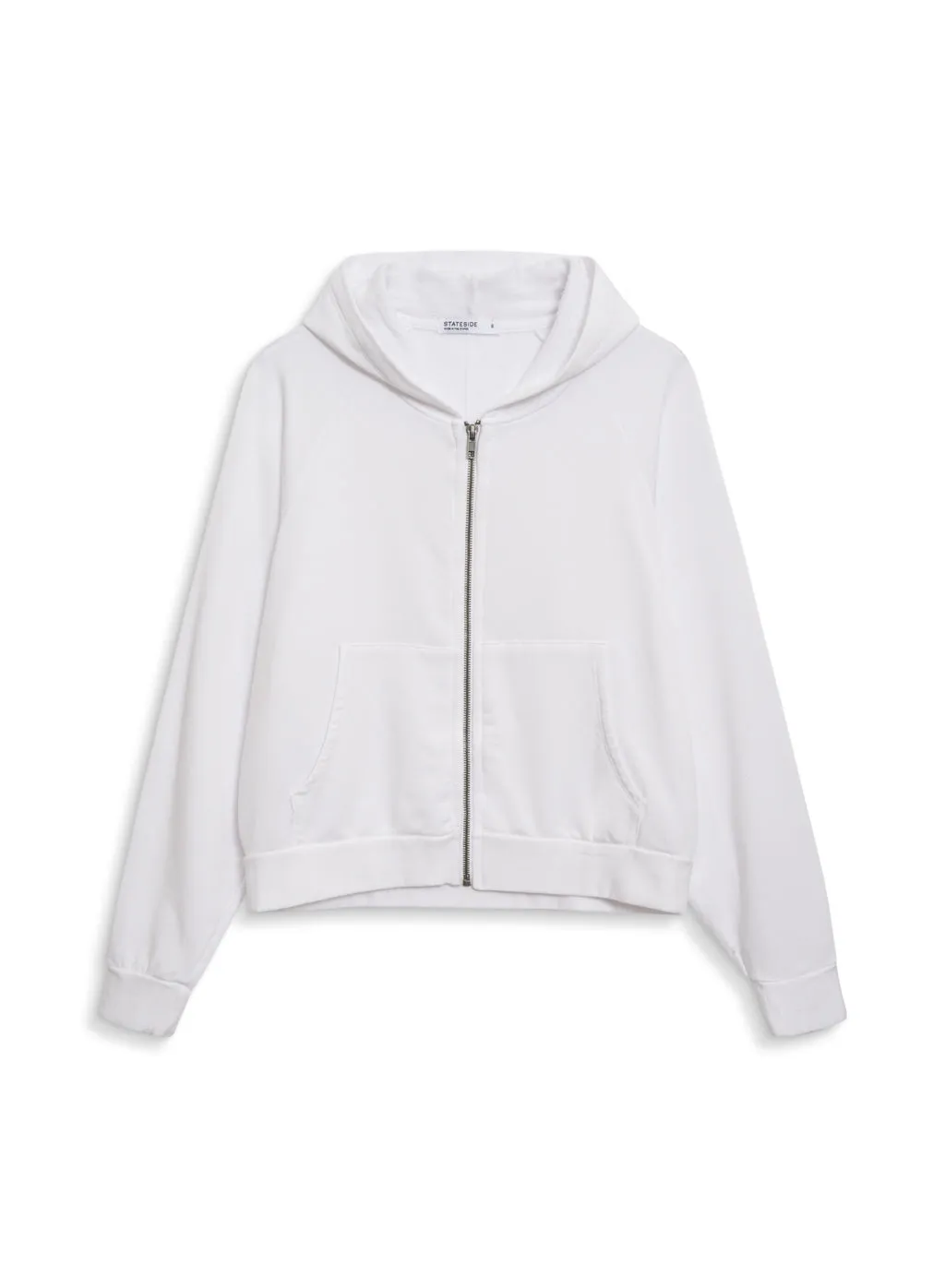 Softest Fleece Cropped Zip-Up Hoodie in White sold by Stateside