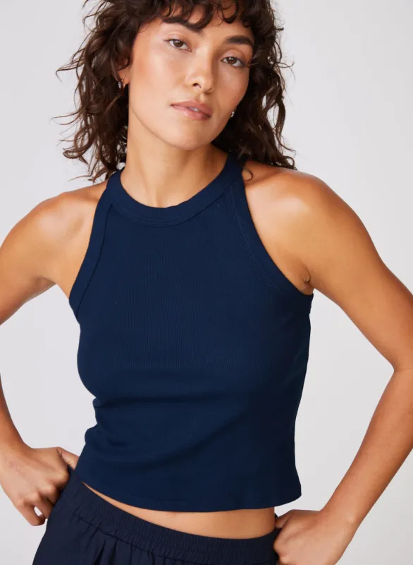 Stateside 2x1 Rib 90's Tank in New Navy sold by Stateside