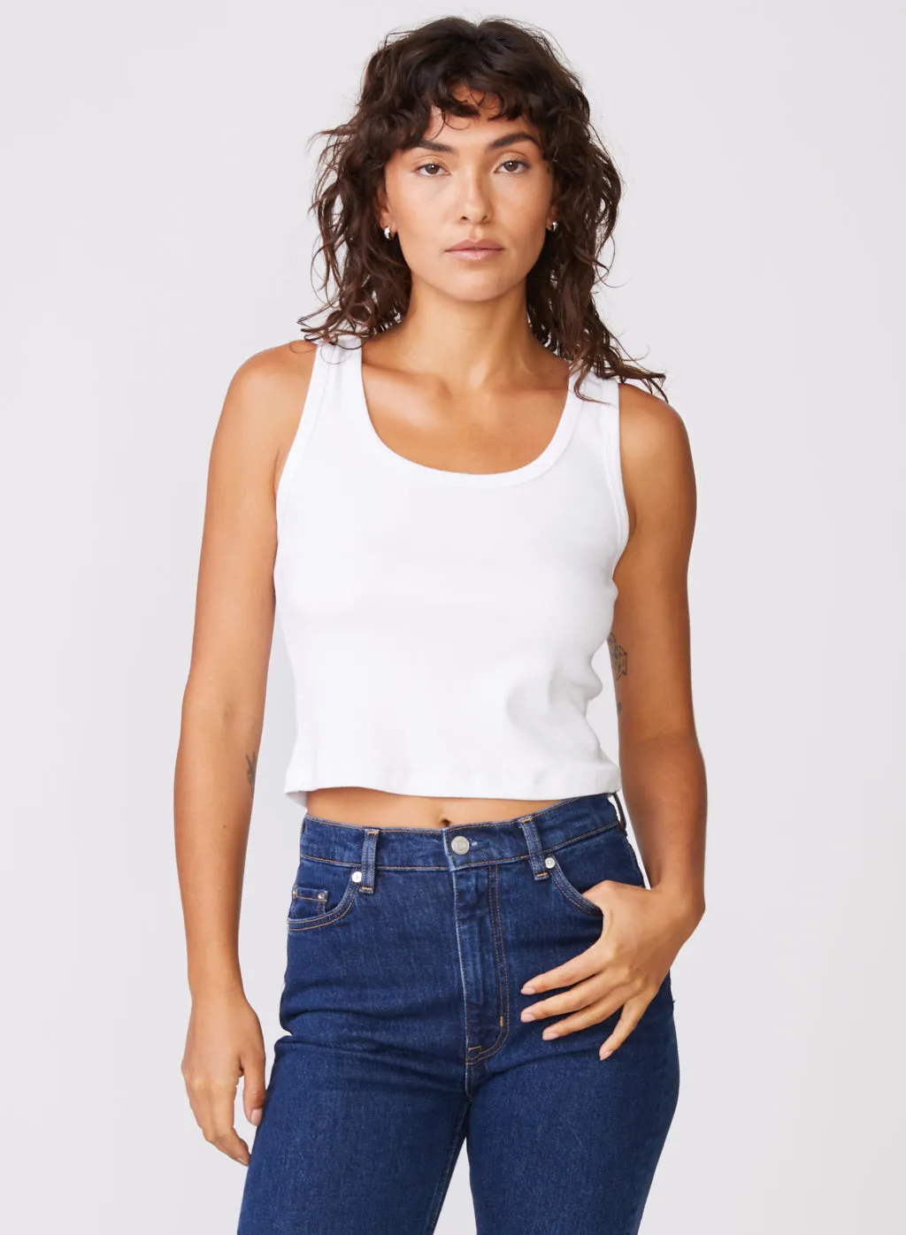 2x1 Rib Classic Tank in White sold by Stateside product image thumbnail 3