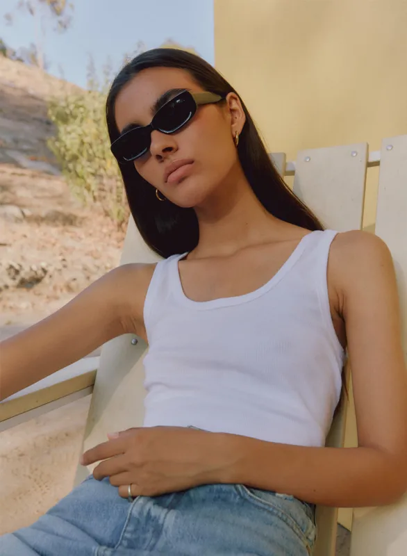 2x1 Rib Classic Tank in White sold by Stateside