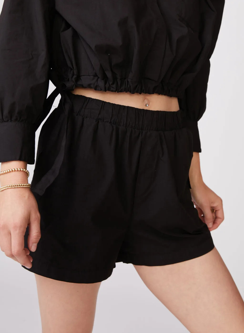 Structured Poplin Boxer Short in Black sold by Stateside