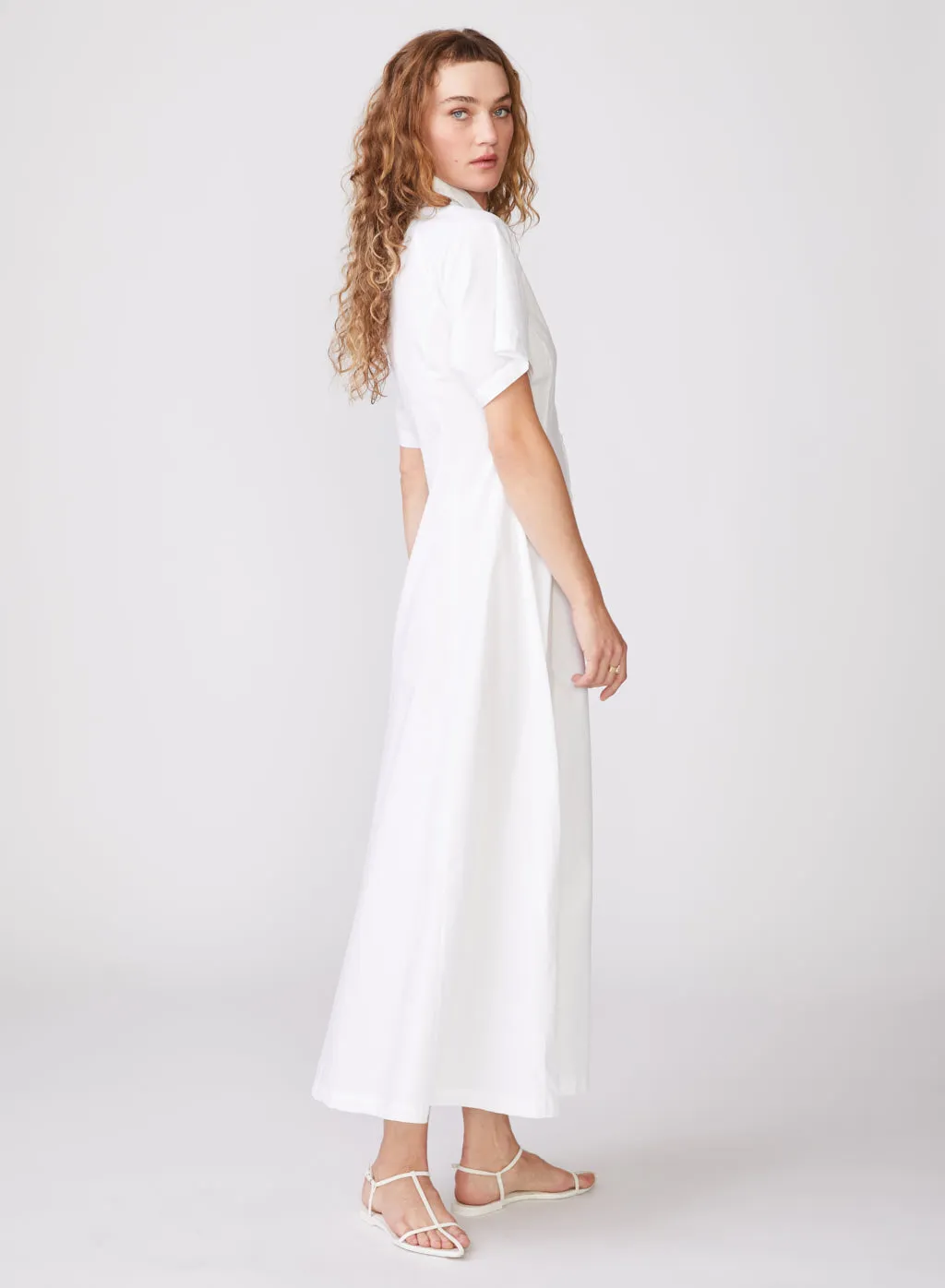 Structured Poplin Maxi Shirt Dress in White sold by Stateside product image thumbnail 4