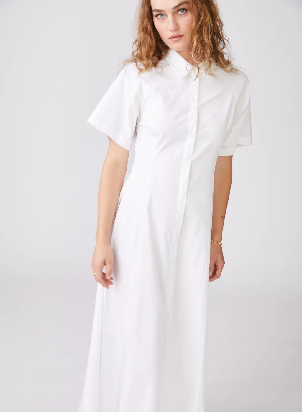 Structured Poplin Maxi Shirt Dress in White sold by Stateside product image thumbnail 2