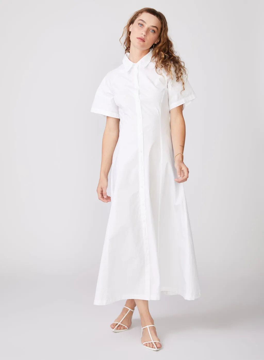 Structured Poplin Maxi Shirt Dress in White sold by Stateside product image thumbnail 3