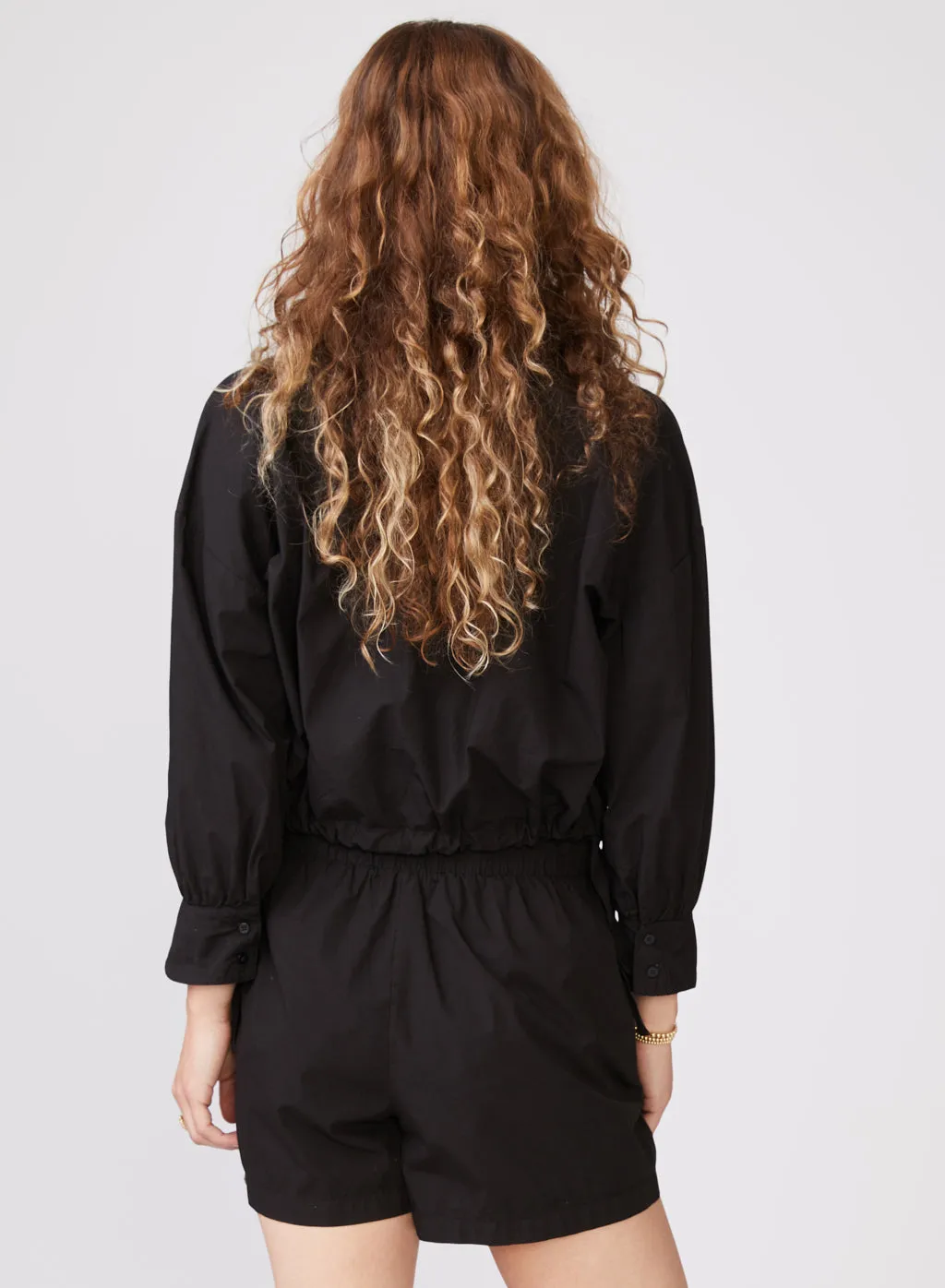 Structured Poplin Tie Hem Shirt in Black sold by Stateside product image thumbnail 4