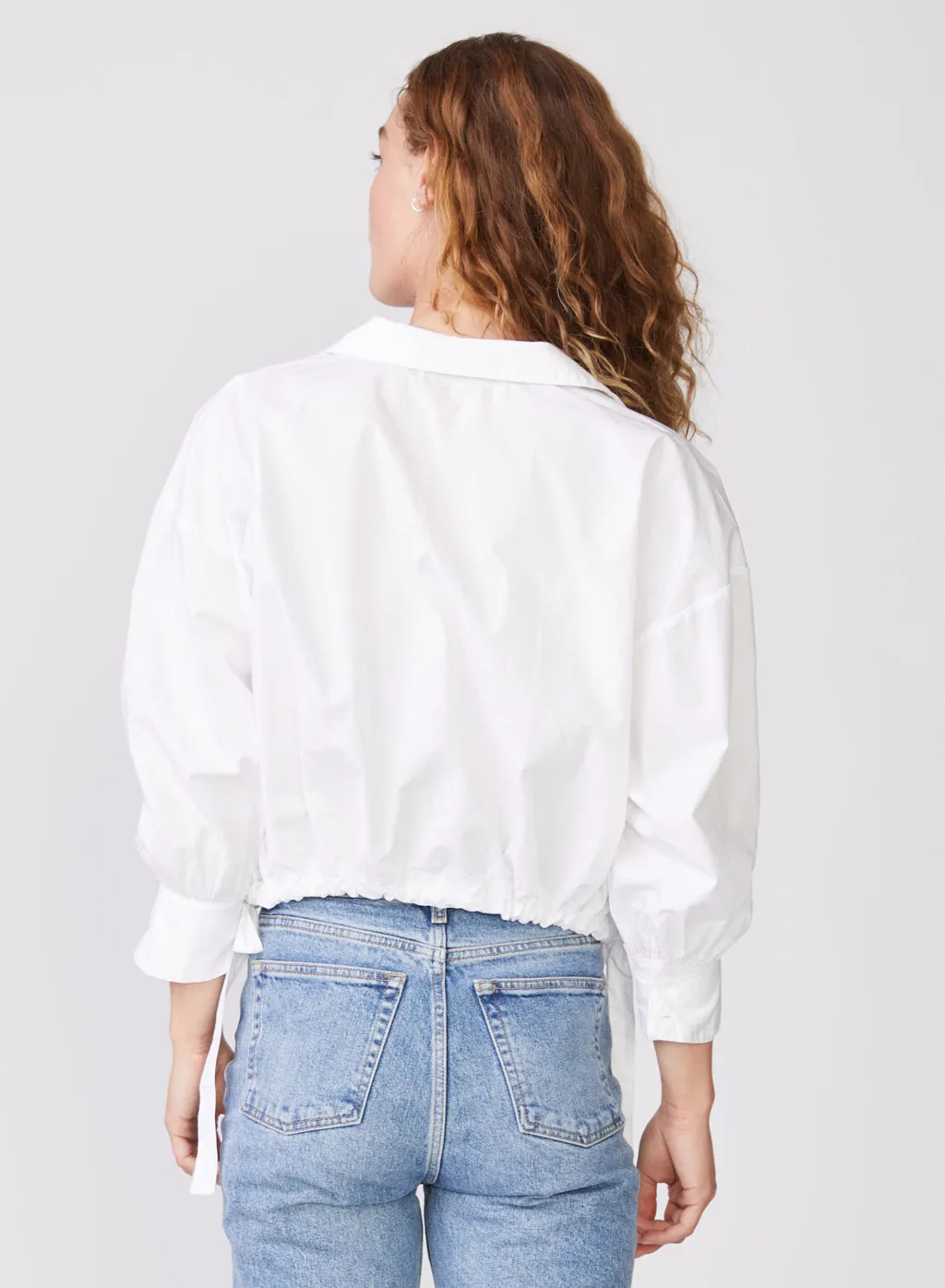 Structured Poplin Tie Hem Shirt in White sold by Stateside product image thumbnail 5