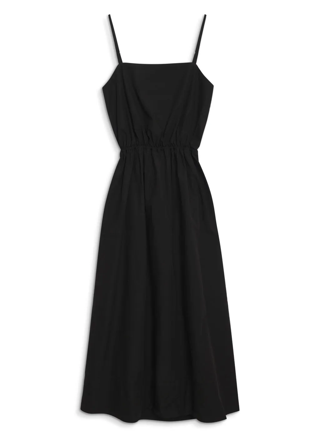Structured Poplin Open Back Midi dress in Black sold by Stateside