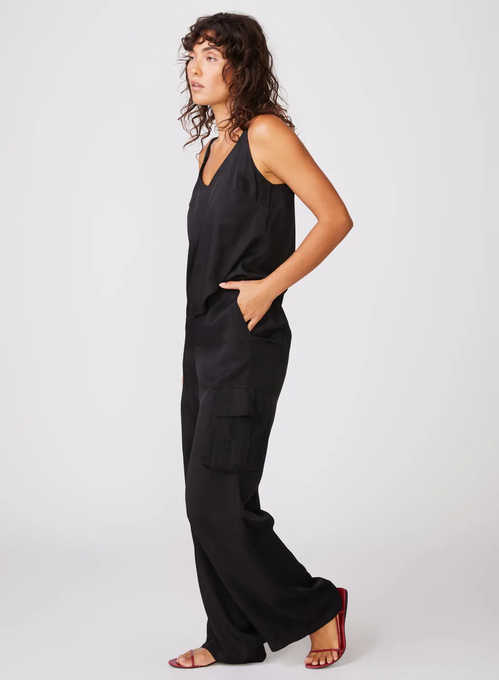 Viscose Satin Cargo Pant in Black sold by Stateside product image thumbnail 3