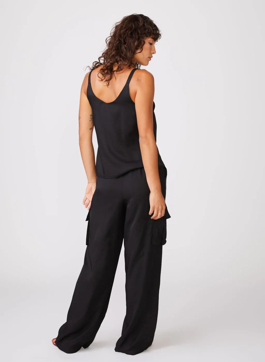 Viscose Satin Cargo Pant in Black sold by Stateside product image thumbnail 4
