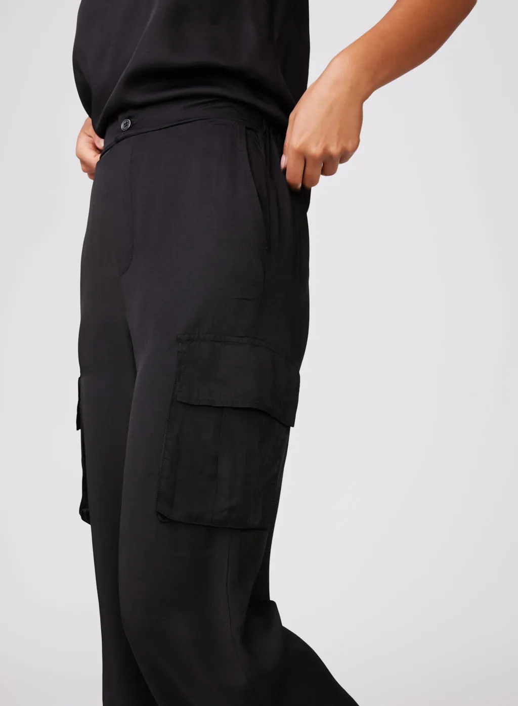Viscose Satin Cargo Pant in Black sold by Stateside product image thumbnail 5