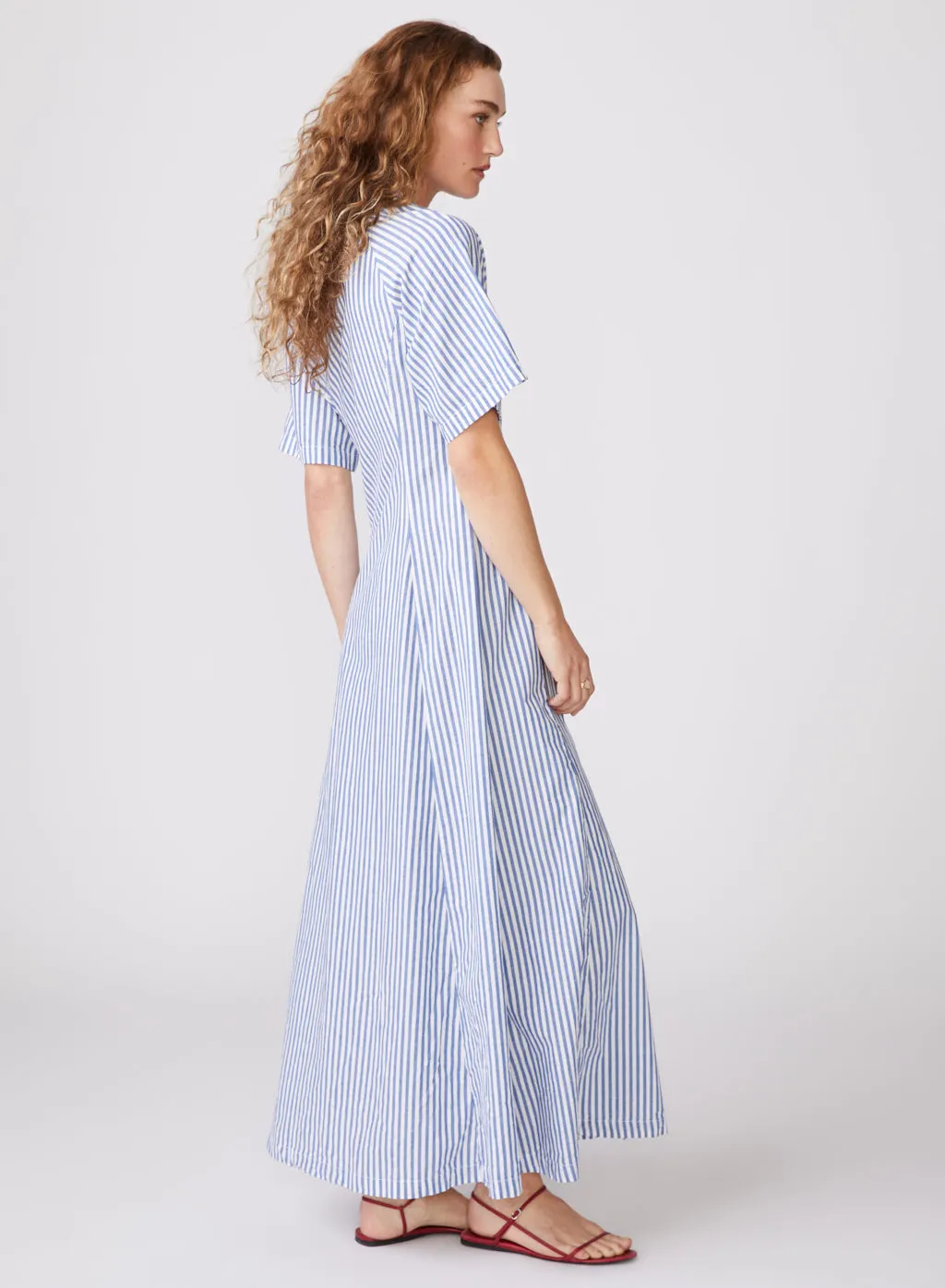 Stateside Stripe Poplin Maxi Shirt Dress in Denim sold by Stateside product image thumbnail 4