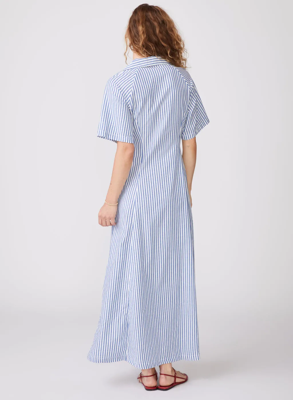 Stateside Stripe Poplin Maxi Shirt Dress in Denim sold by Stateside product image thumbnail 5