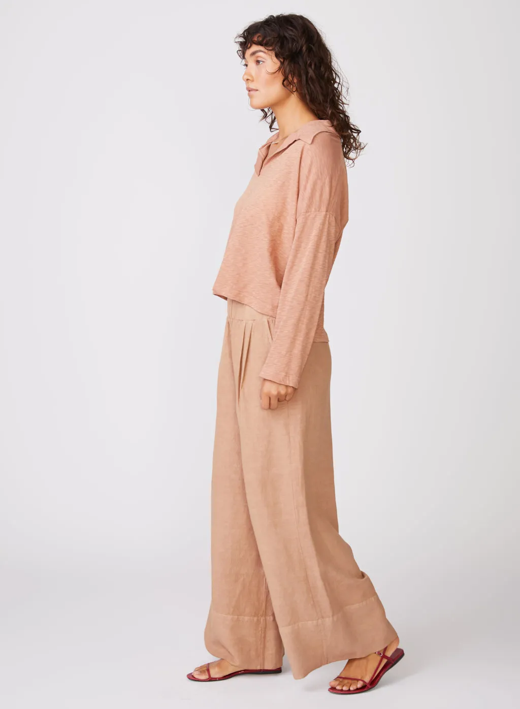 Stateside Linen Wide Leg Pant in Cafe sold by Stateside product image thumbnail 5