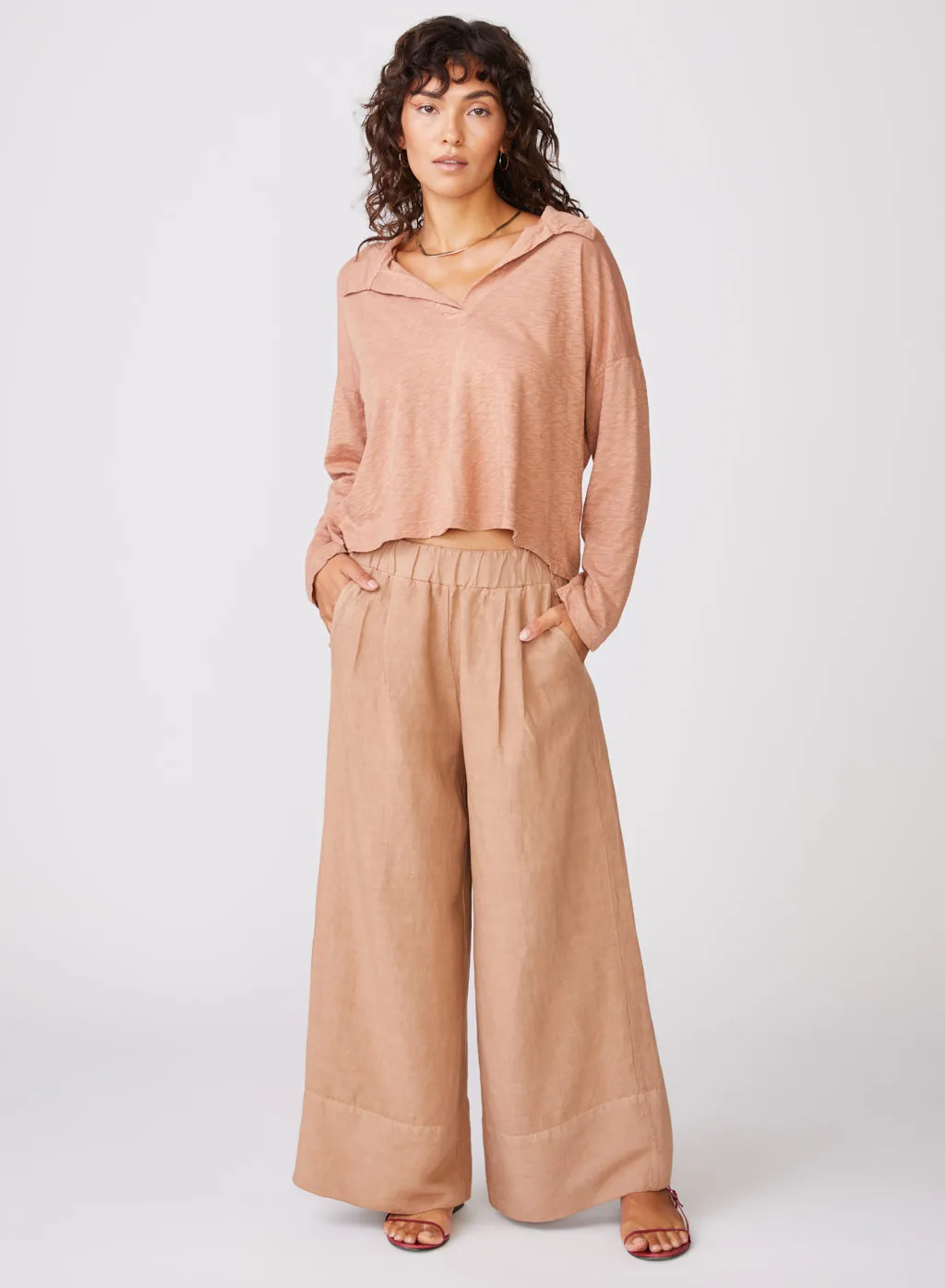Stateside Linen Wide Leg Pant in Cafe sold by Stateside product image thumbnail 4