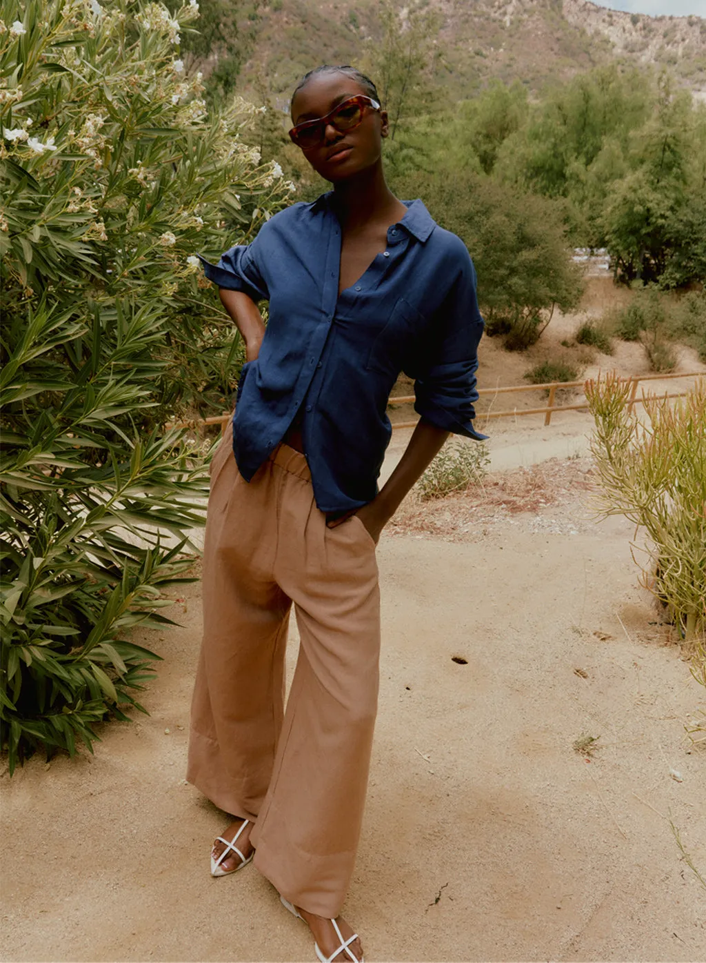 Stateside Linen Wide Leg Pant in Cafe sold by Stateside product image thumbnail 2