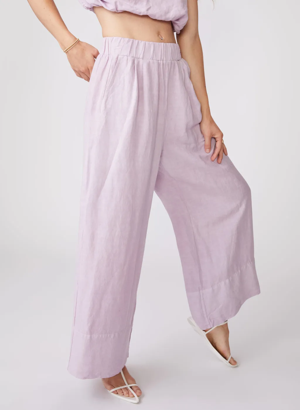 Stateside Linen Wide Leg Pant in Lilac sold by Stateside product image thumbnail 2
