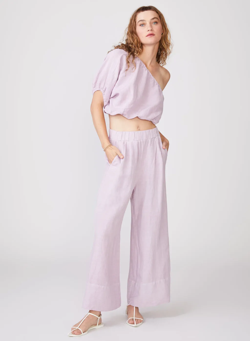 Stateside Linen Wide Leg Pant in Lilac sold by Stateside product image thumbnail 3
