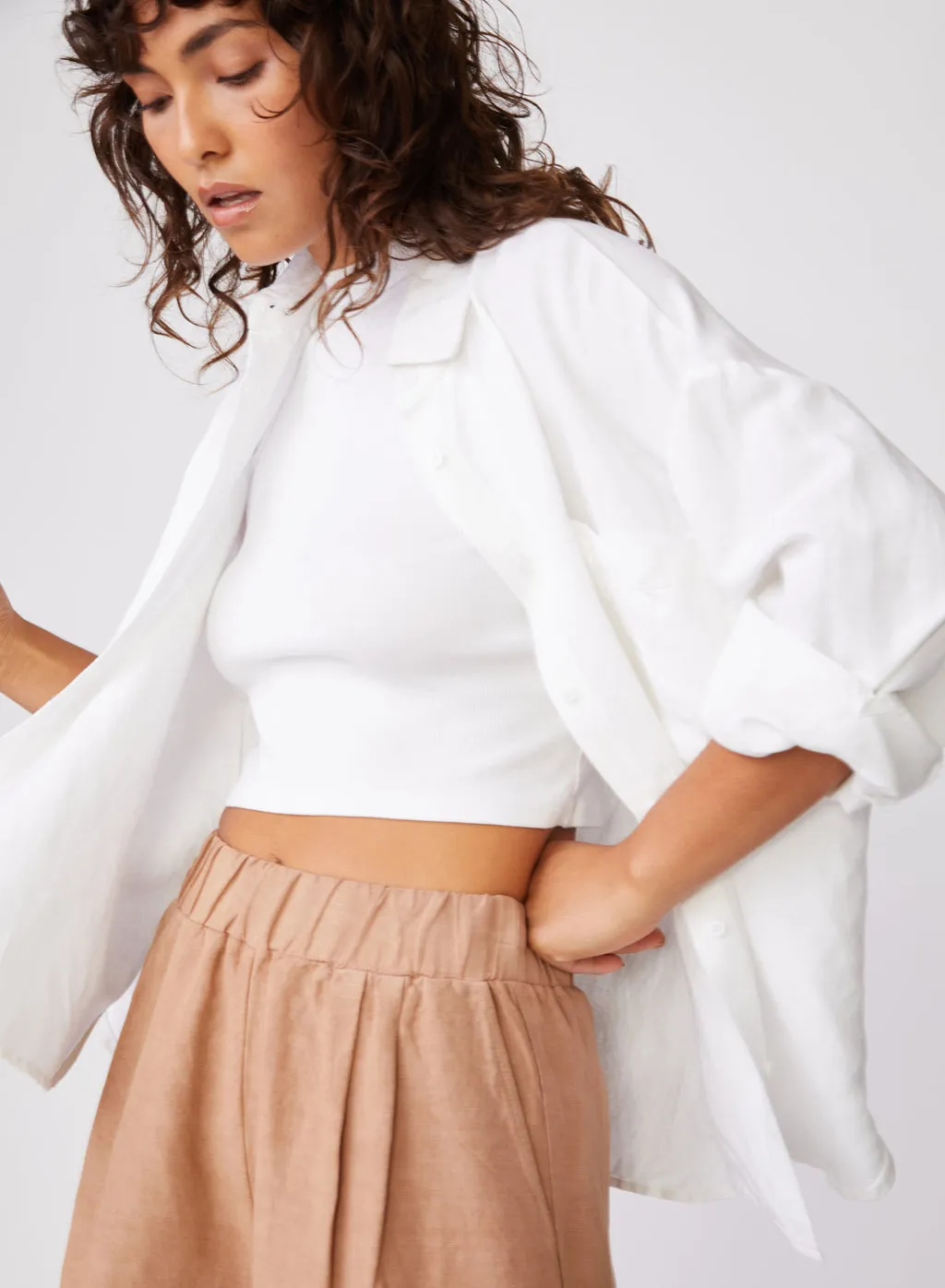 Stateside Linen Oversized Shirt in White sold by Stateside product image thumbnail 3