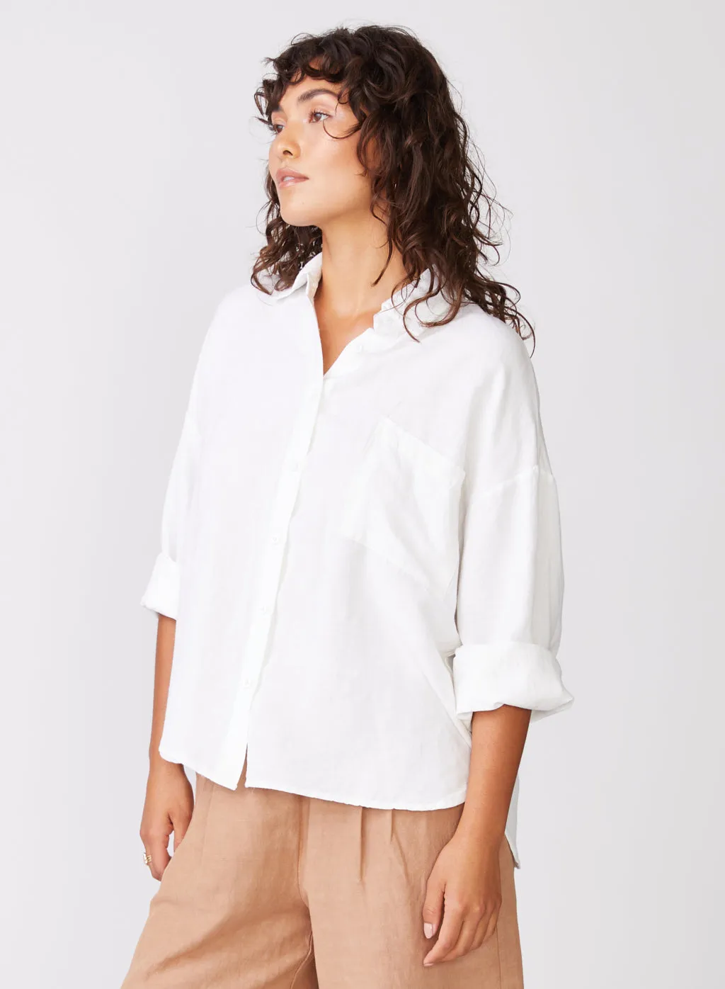 Stateside Linen Oversized Shirt in White sold by Stateside product image thumbnail 4