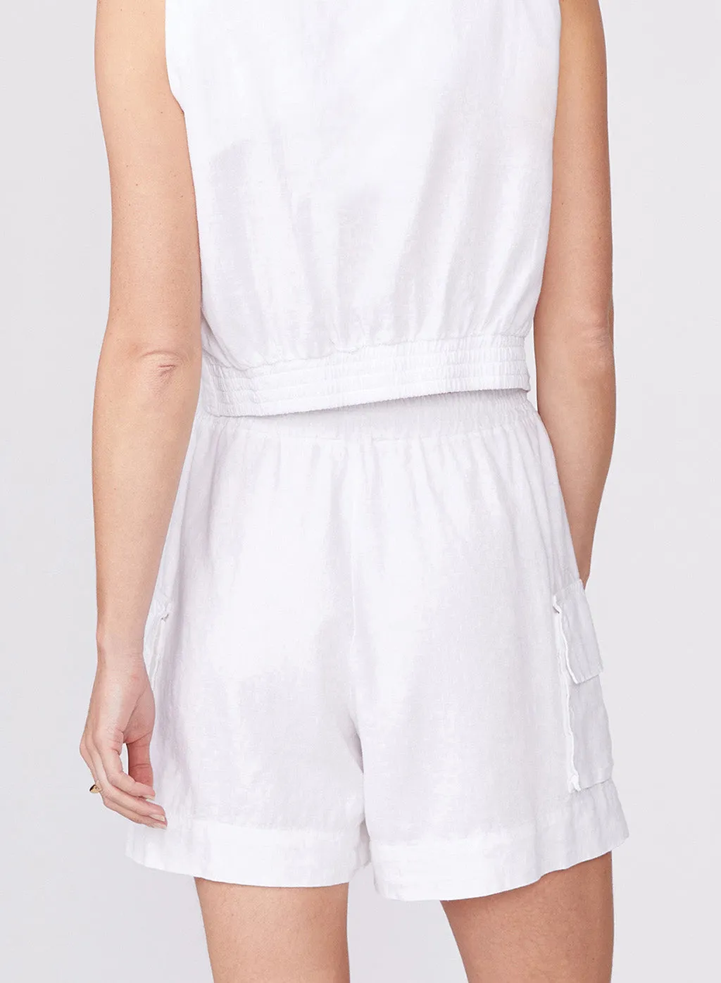 Linen Cargo Short in White sold by Stateside product image thumbnail 4