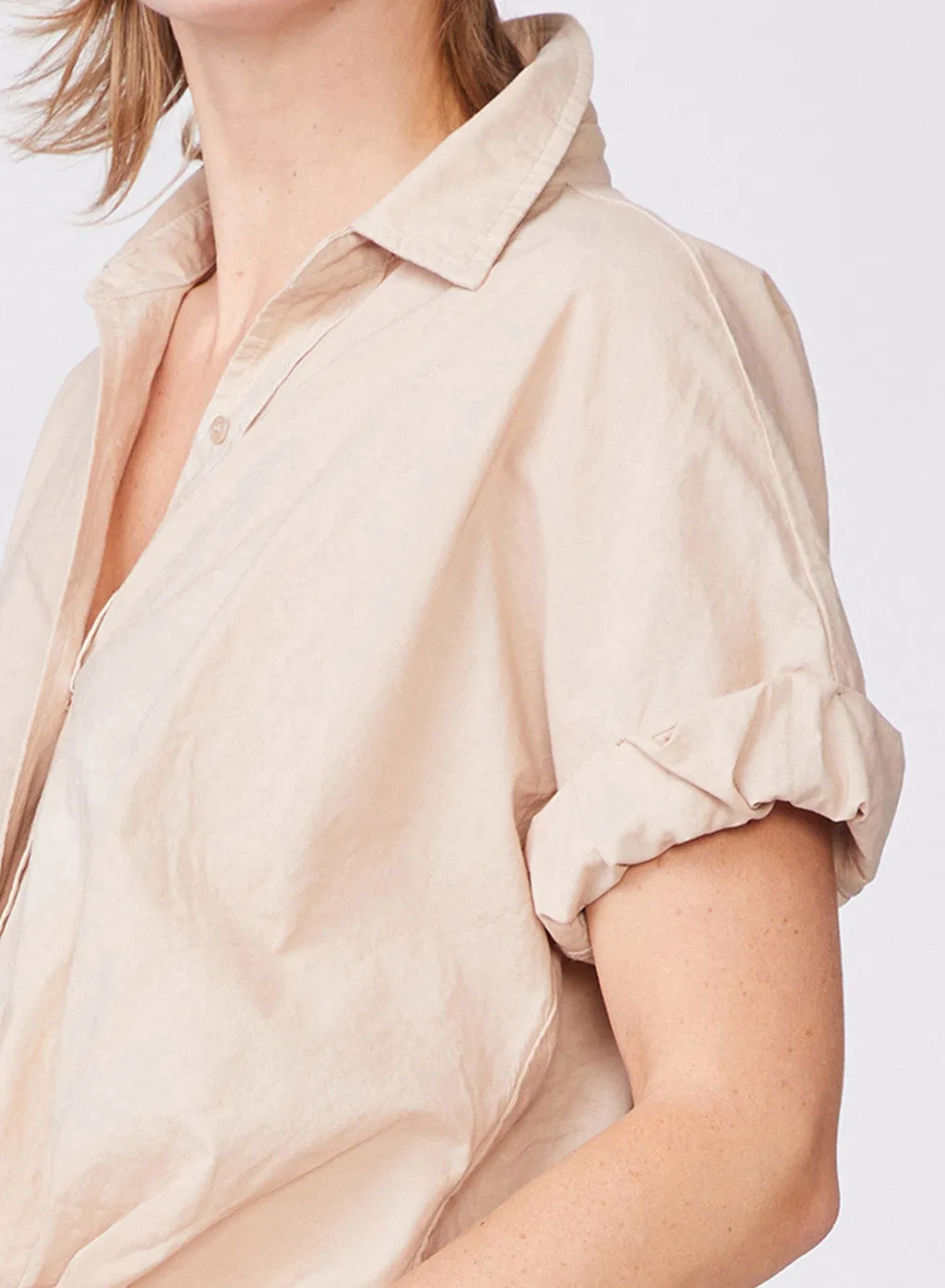 Voile Short Sleeve Front Twist Button Up Shirt in Wheat sold by Stateside product image thumbnail 3