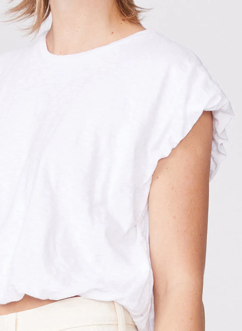 Supima Slub Bubble Hem Muscle Top in White sold by Stateside product image thumbnail 4
